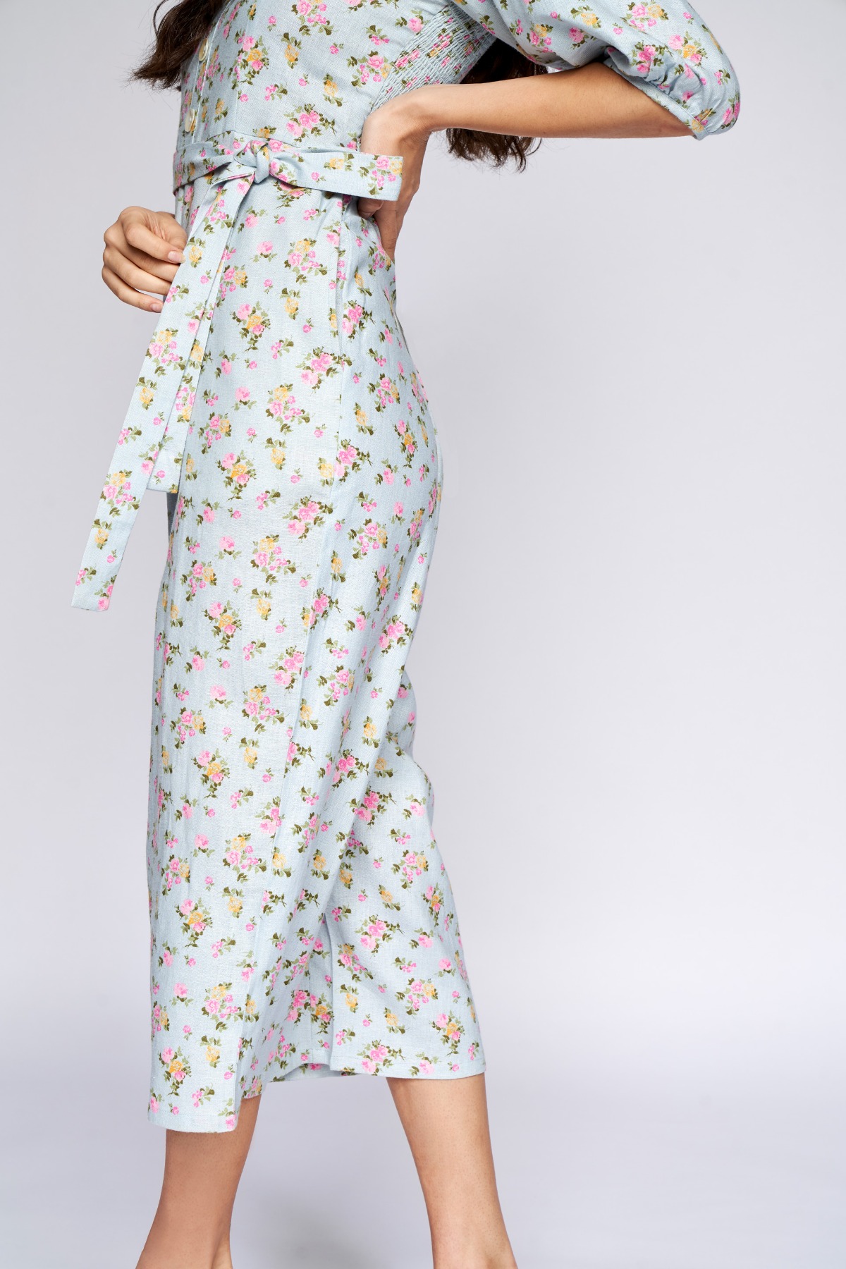 7 - Powder Blue Floral A-Line Jumpsuit, image 7