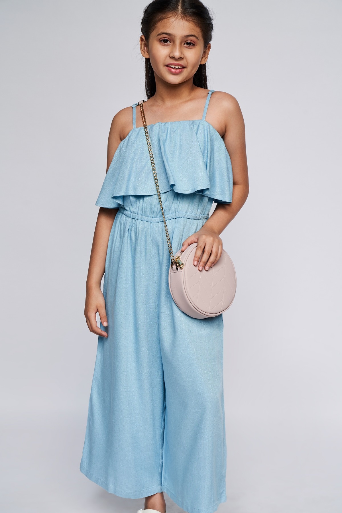 1 - Powder Blue Solid Flared Jumpsuit, image 1