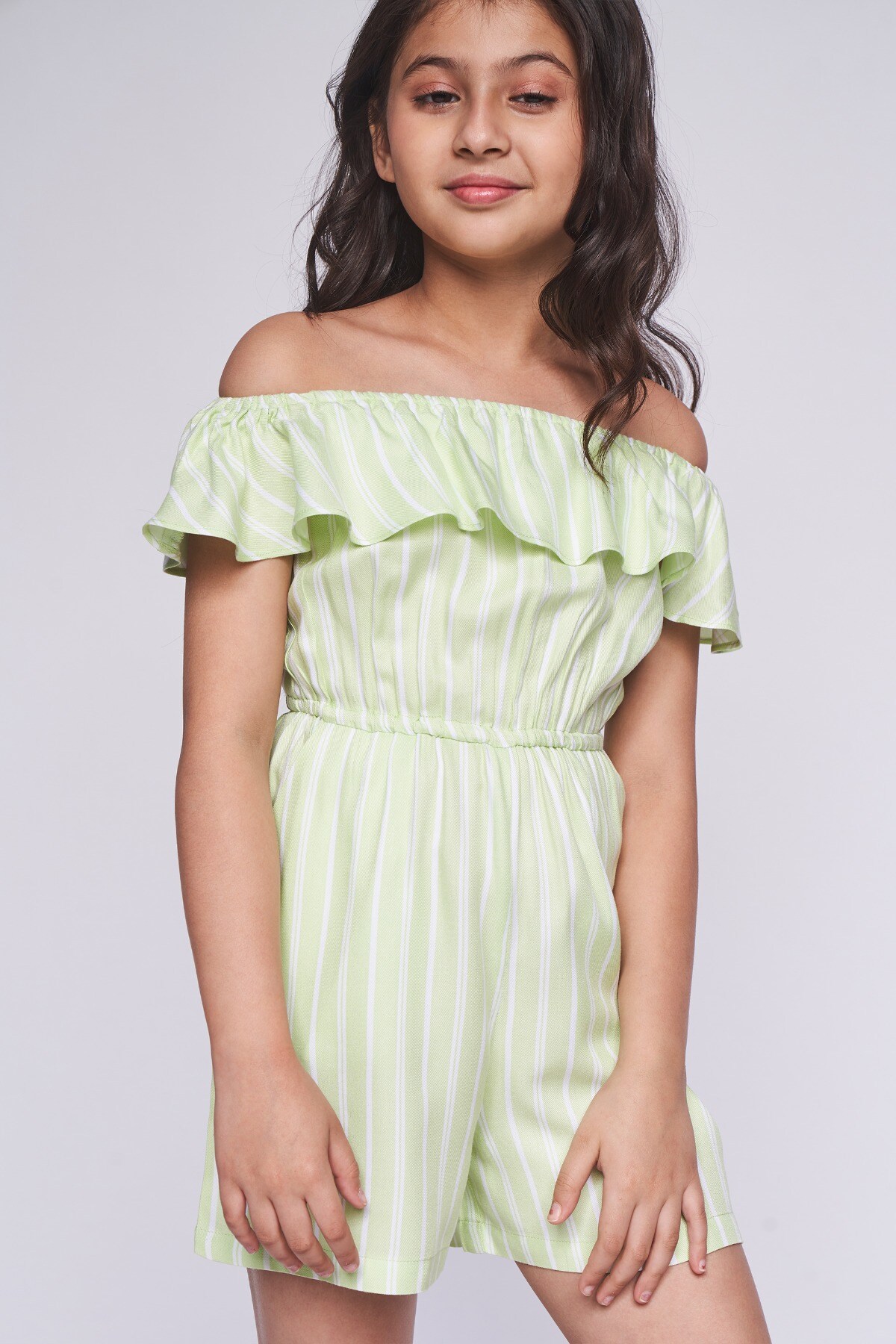 1 - Sage Green Stripes Flared Jumpsuit, image 1