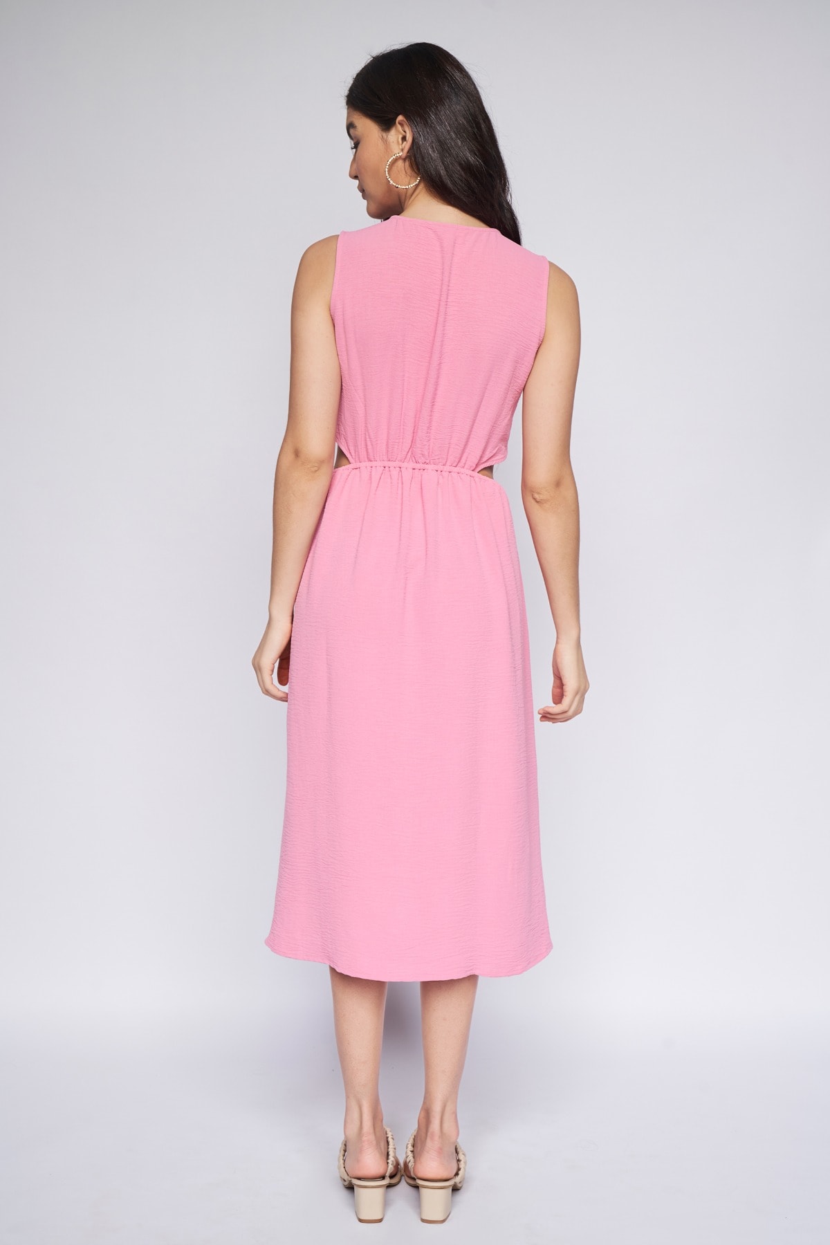 4 - Pink Solid Fit and Flare Dress, image 4