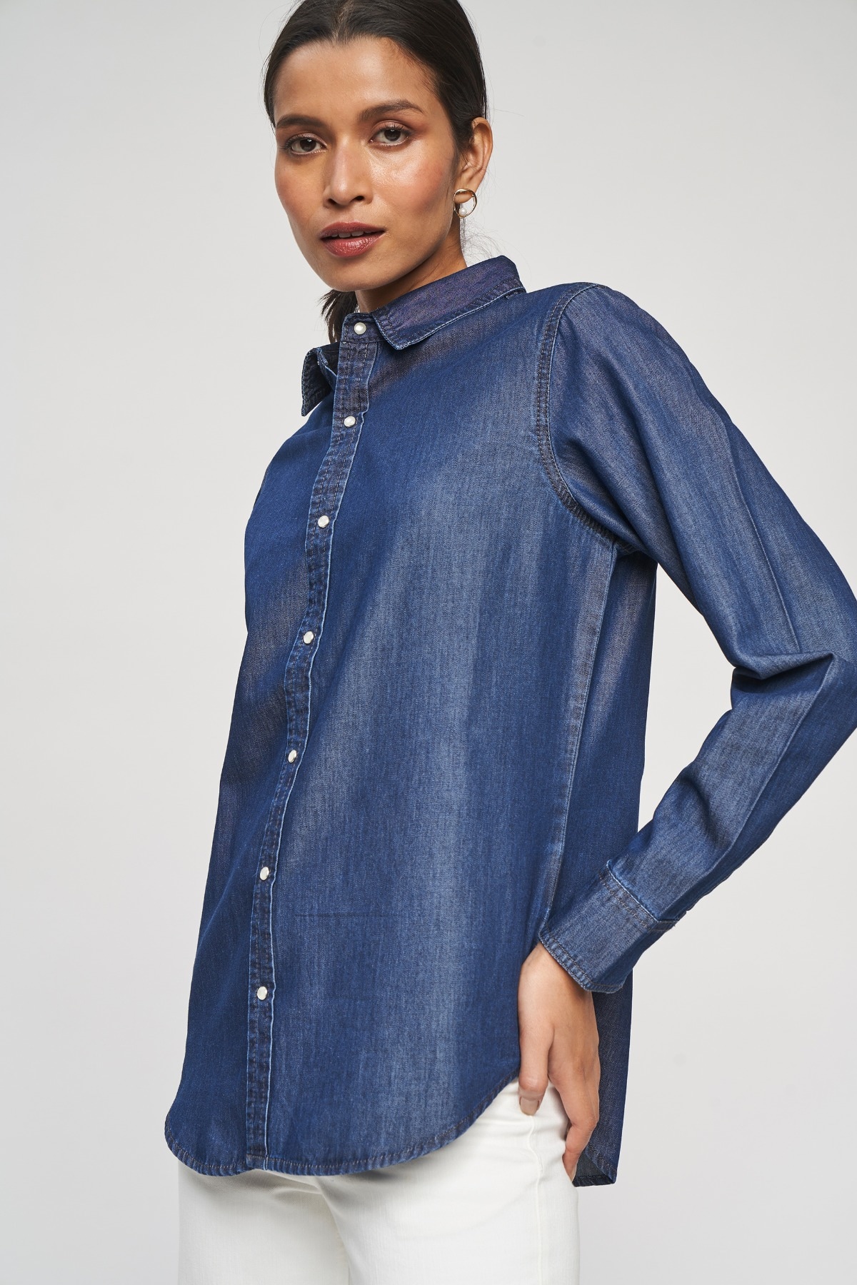 6 - Dark Blue Self Design A-Line Top, image 6